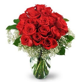 25 adet kırmızı gül cam vazoda  Sivas çiçek gönderme 