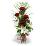  Sivas online çiçekçi , çiçek siparişi  4 adet kirmizi gül 1 dal kazablanka çiçegi